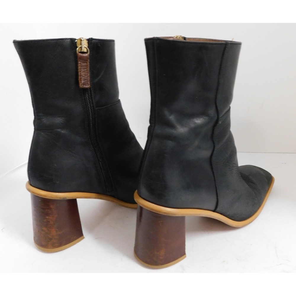 Alohas West Vintage Black Leather Square Toe Ankle Boots $345rt sz 38 - Picture 9 of 10